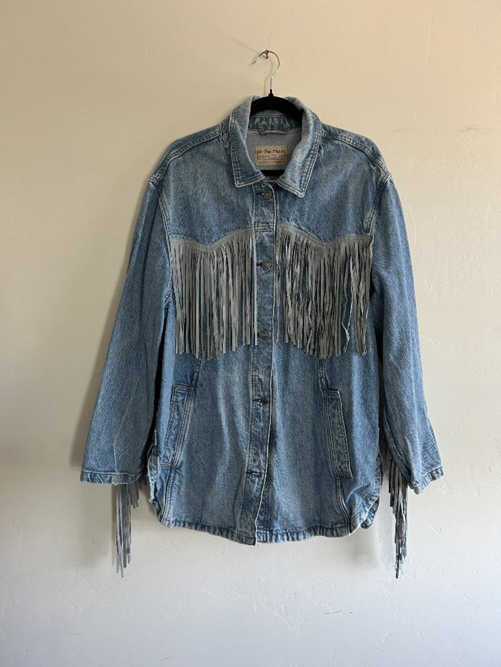 Free People Women's Blue Fringe Jacket - Picture 3 of 5